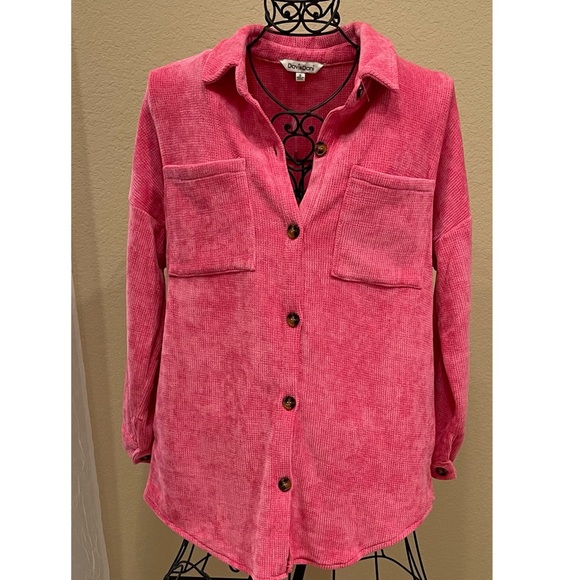 Luxurious Soft Pink Chenille Oversized Button Down Duo Cardigan/Jacket - Picture 9 of 11